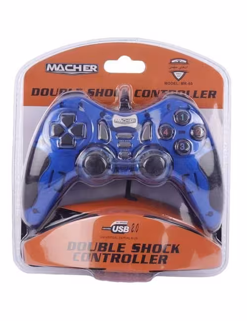 دسته بازی سیمی شوک‌دار Macher مدل MR-60 آبی