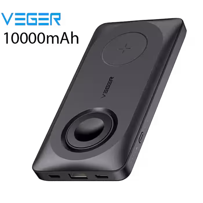 پاوربانک وایرلس وگر مدل Veger W1156 با ظرفیت 10000 میلی آمپر/ساعت