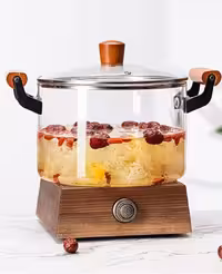 قابلمه پیرکس شعله مستقیم دسته بامبو وارداتی