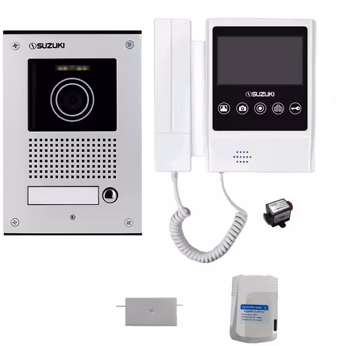 مجموعه دربازکن تصویری سوزوکی مدل 420-4ucm یک طبقه به همراه محافظ ولتاژ مانیتور