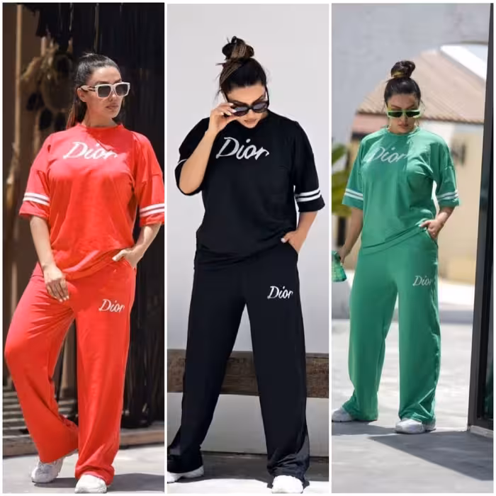 تیشرت شلوار ست دیور جنس اسپان بسیار شیک تنخور بی نظیر تنوع رنگی عالی