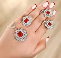 نیمست سلطنتی یاقوت سرخ نقره جواهری کد 00257