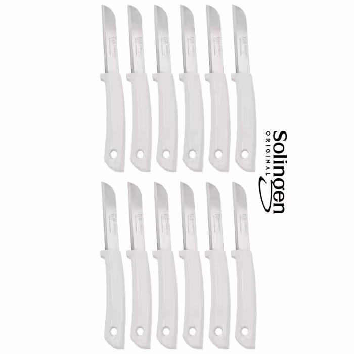دوازده عدد چاقوی دندانه دار اصل سولینگن برای میوه و سبزیجات | تیغه فولادی ضدزنگ | دسته پلاستیکی با کیفیت | مجموعه 12 عددی | مناسب برش انواع میوه و سبزی | طراحی ارگونومیک | ساخت آلمان