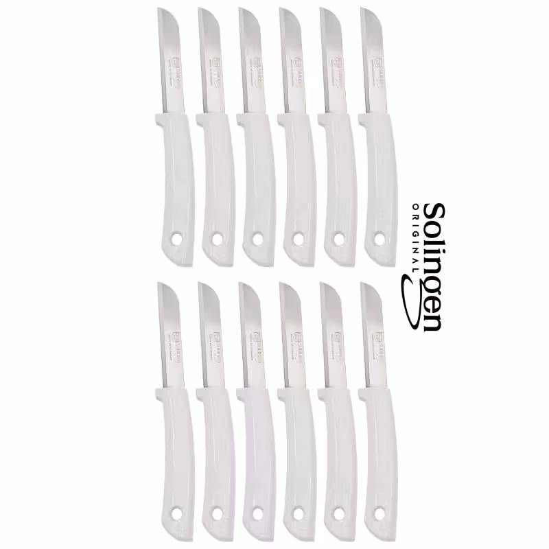 دوازده عدد چاقوی دندانه دار اصل سولینگن برای میوه و سبزیجات | تیغه فولادی ضدزنگ | دسته پلاستیکی با کیفیت | مجموعه 12 عددی | مناسب برش انواع میوه و سبزی | طراحی ارگونومیک | ساخت آلمان