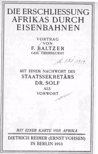 خرید و دانلود نسخه کامل کتاب Die Erschließung Afrikas durch Eisenbahnen