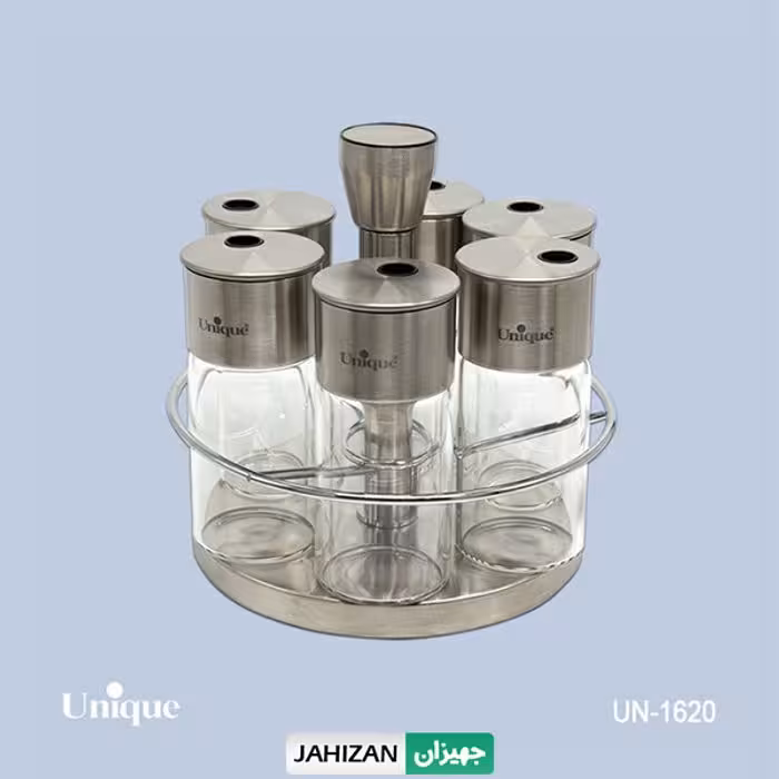 ست جا ادویه گردان استیل یونیک گرد UN-1620 (6 عددی)