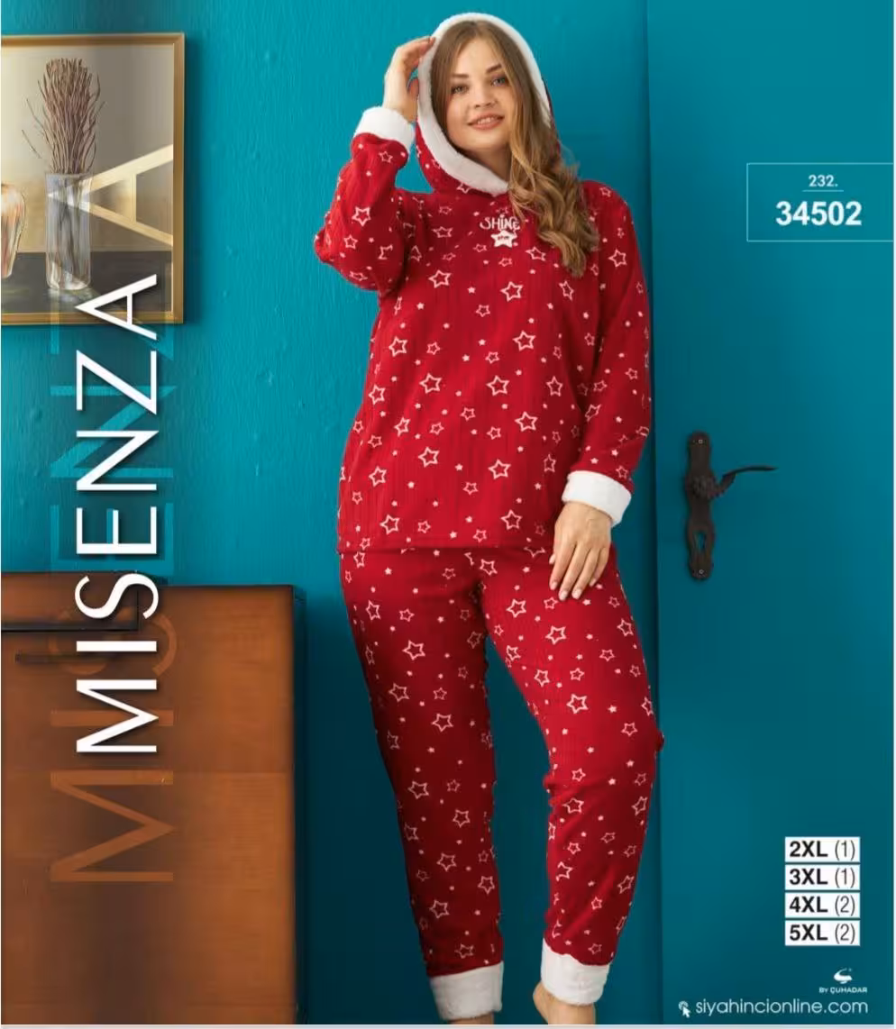 ست بلوز شلوار سایزبزرگ زنانه ترک ضخیم پاییزه 34502