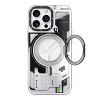 قاب یانگکیت سفید مدل Youngkit Cyberpunk 360 magsafe stand مناسب برای  Apple iPhone 16 Pro Max /iphone 16pro