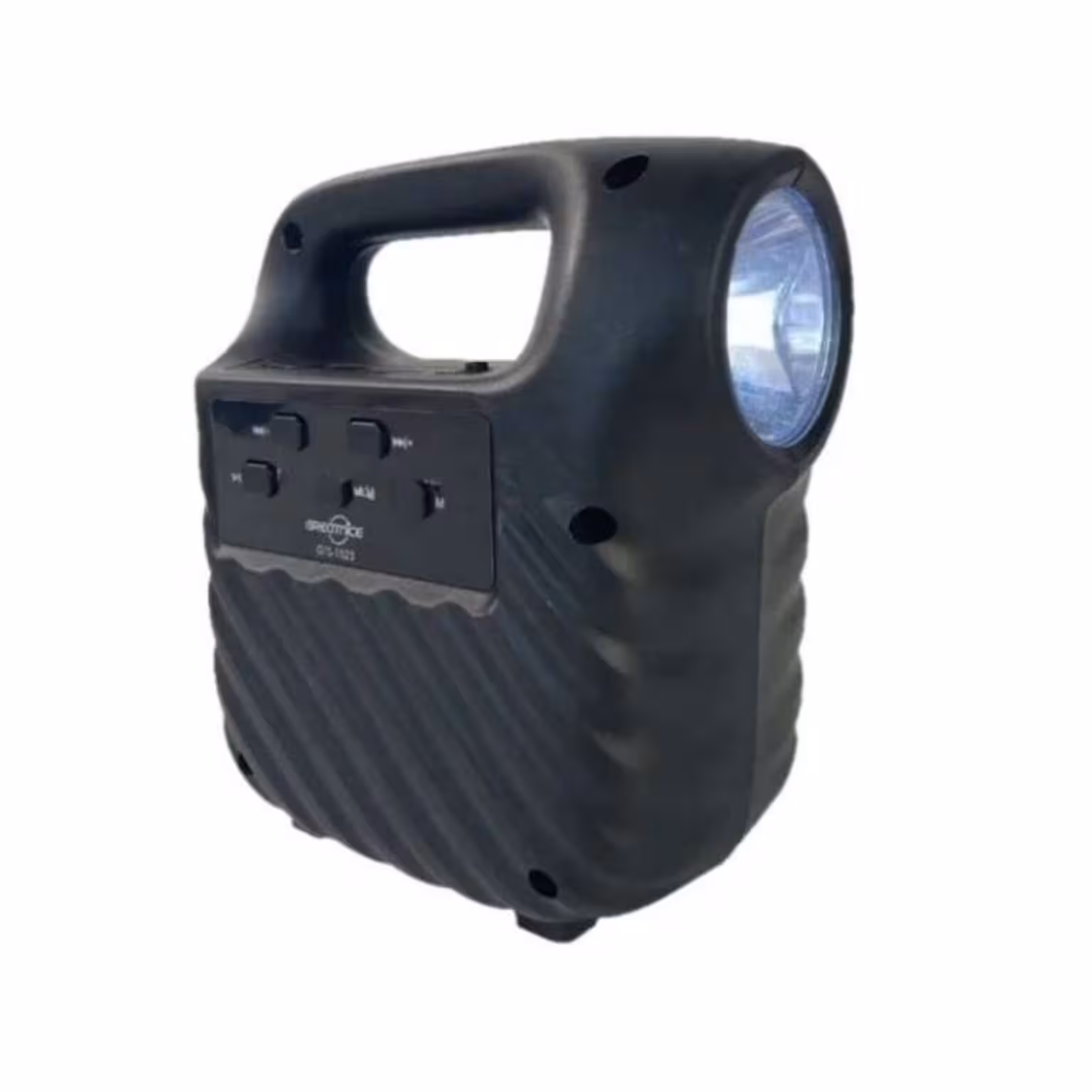 اسپیکر بلوتوثی و چراغ قوه مدل GTS-1525 رنگ مشکی پیشانی از رم میکرو SD و فلش