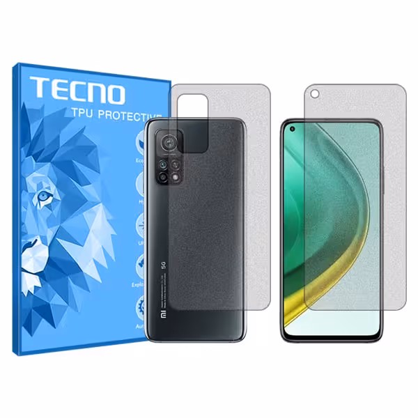 گلس صفحه نمایش و پشت گوشی شیائومی Mi 10T Pro 5G مدل هیدروژلی مات برند تکنو کد SS