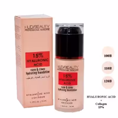 کرم پودر هدی بیوتی HUDABEAUTY مدل هیالورنیک اسید و کلاژن 15% رنگ B110 (متوسط)