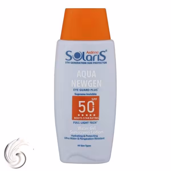 ضدآفتاب فاقد چربي بي رنگ Solaris سولاريس مدل آکواژن SPF50 میل 100