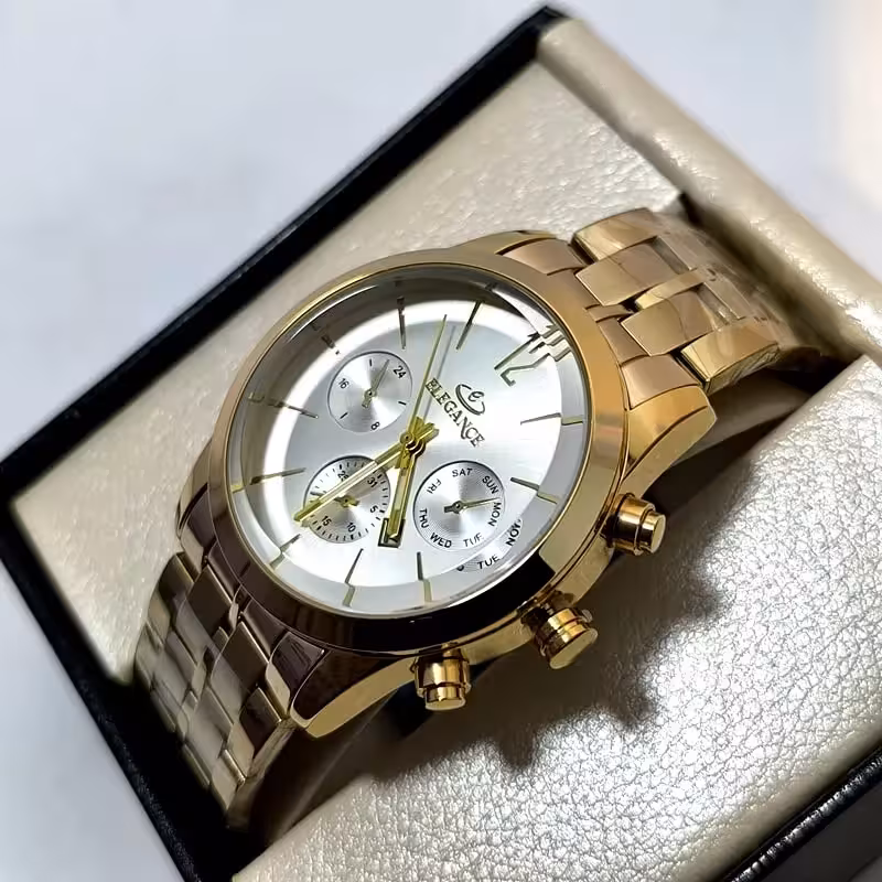 ساعت مردانه الگانس طرح سه موتور ژاپن – رنگ ثابت – ضد آب – 103201