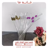 نی شربت خوری شیشه ای فانتزی