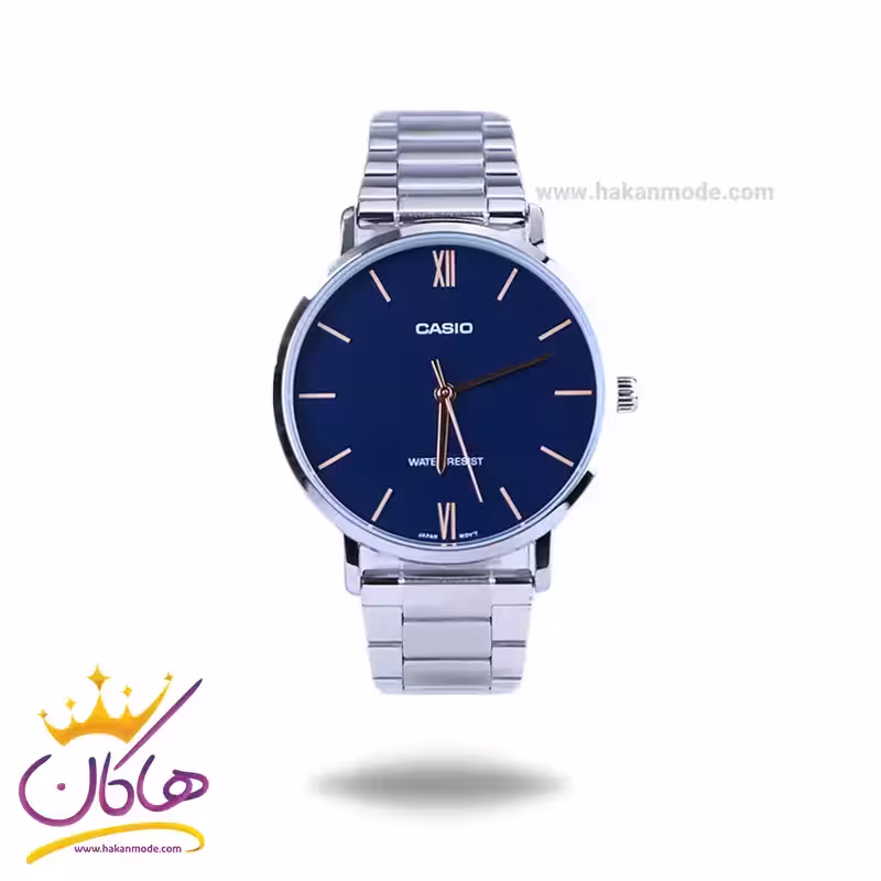 ساعت مچی کاسیو مردانه فلزی نقره ای صفحه سورمه ای MTP-VT01D-2BUDF