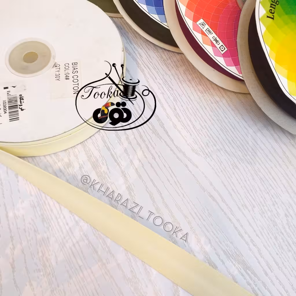 نوار اریب کتان کرم لیمویی