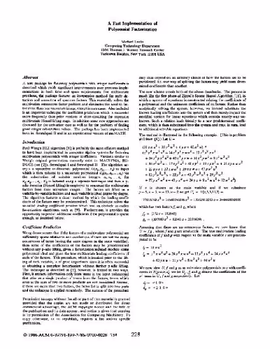 خرید و دانلود نسخه کامل کتاب New algorithm for fast integer polynomial factorization