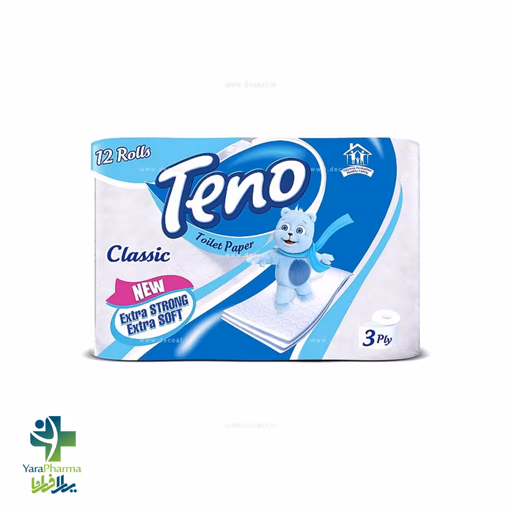 دستمال توالت سه لایه تنو بسته 12 عددی