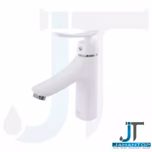 شیر روشویی اهرمی سفید کروم آریانا (مدل کارون)