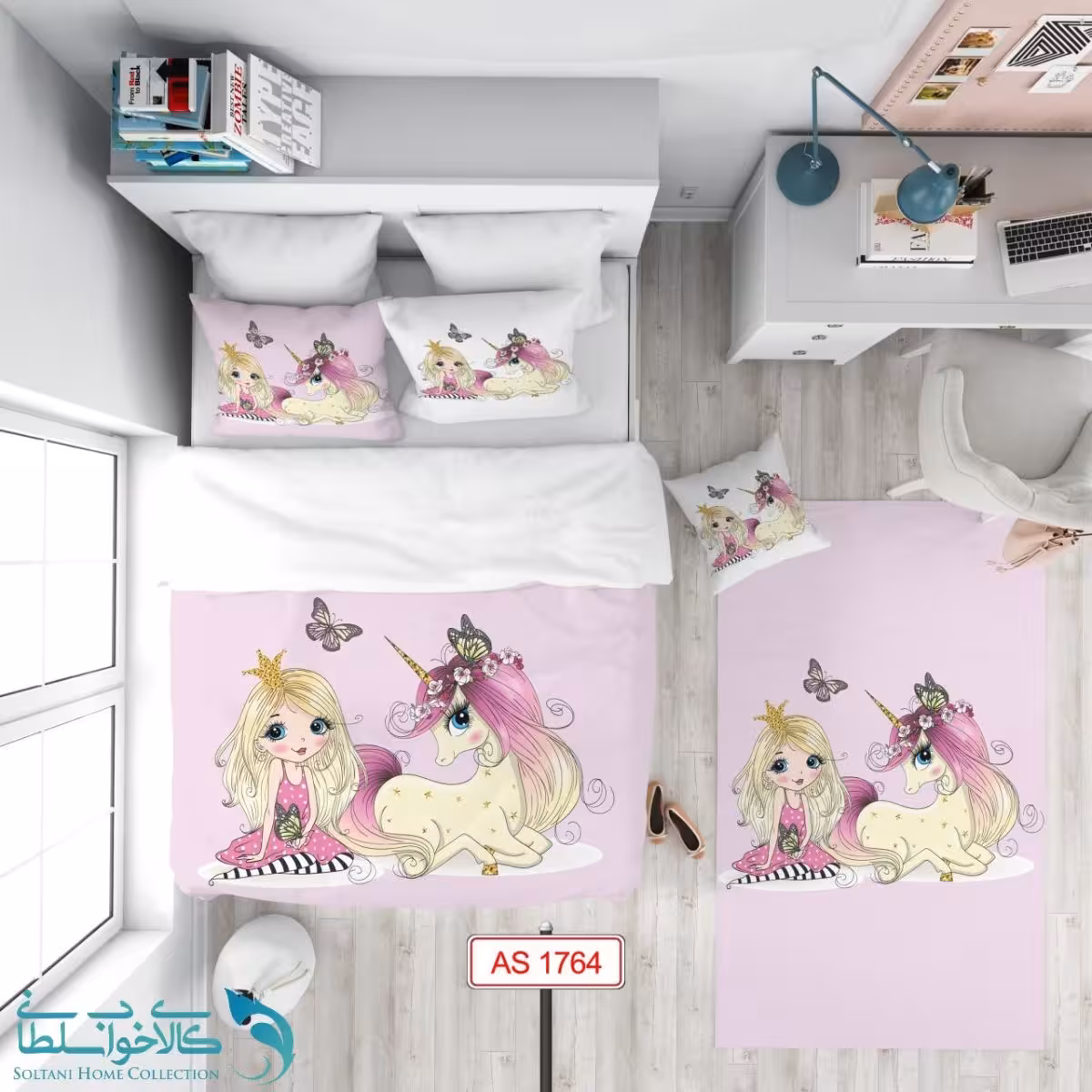 روتختی طرح تک شاخ و مو طلایی سایز یکنفره کد A1764