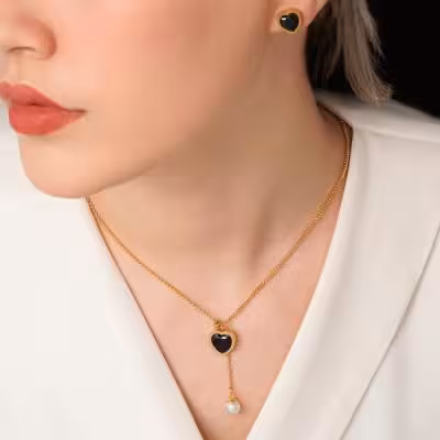 نیم ست پلاکدار عاشقانه طرح قلب