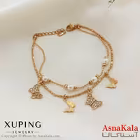 دستبند زنانه ترند برند ژوپینگ Xuping مدل دو لاین پروانه کد DSB18673W