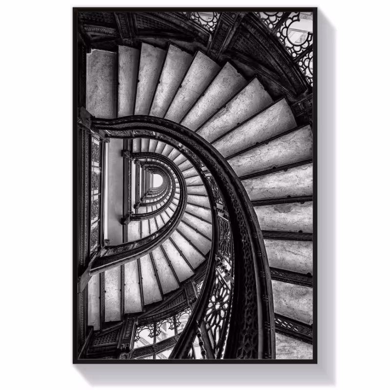 تابلو سیاه سفید طرح Circular Staircase