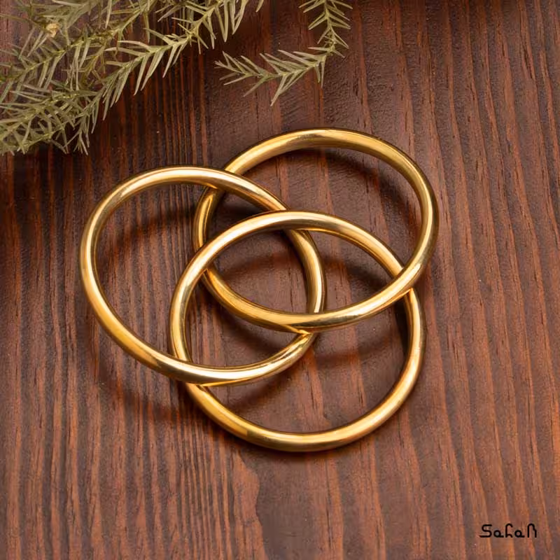 النگو برنجی سه تایی طلایی