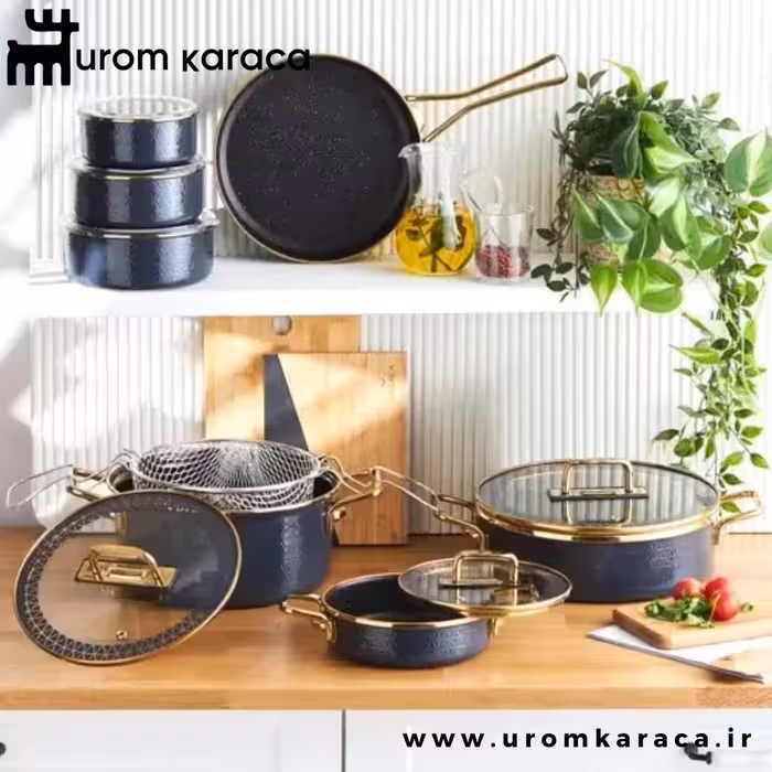 سرویس قابلمه لعابی 14 پارچه کاراجا Krista خاکستری