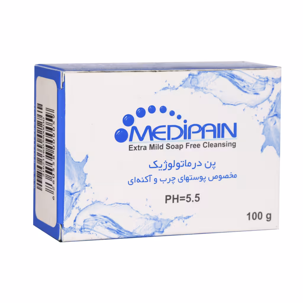 پن درماتولوژیک پوست چرب مدیپن 100 گرم Medipain Syndet Bar for Oily and Acne Prone Skin 100 g