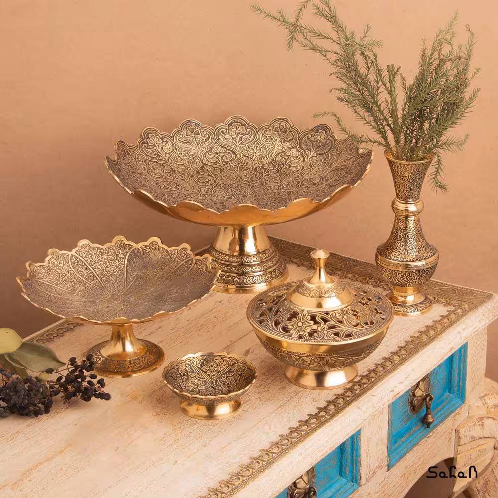 ست پذیرایی برنجی طلایی کد 132