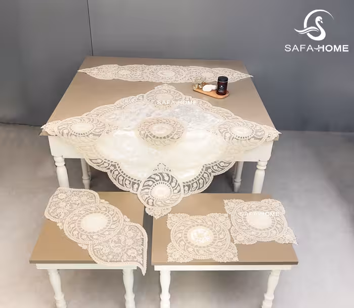 رومیزی قیطان دوزی 5 تکه ستاره جدید شیری