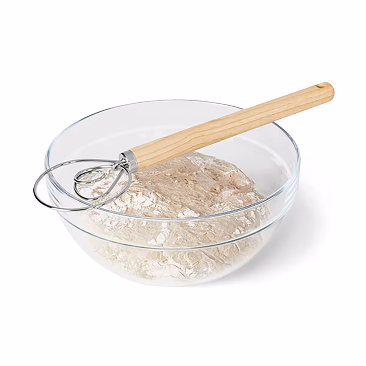 همزن خمیر استیل با دسته چوبی چیبو