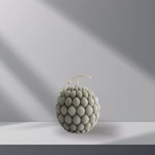 شمع دکوری گوی بافت بزرگ سبز