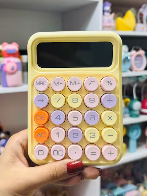 ماشین حساب دکمه پاستیلی سایز بزرگ زرد