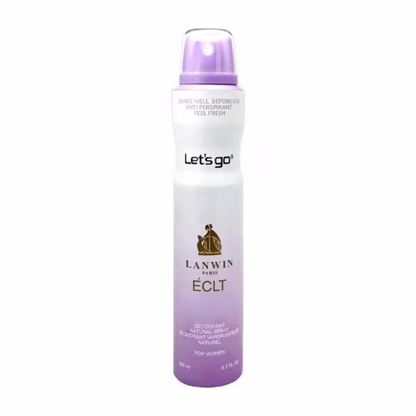 اسپری خوشبو کننده بدن زنانه لتس گو مدل lanwin eclat حجم 200 میلی لیتر | Let’s Go women’s Body Deodorant Spray Model lanwin eclat 200 ml