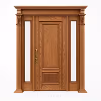 درب چوبی کلاسیک با ستون و شیشه کناری کد 30230