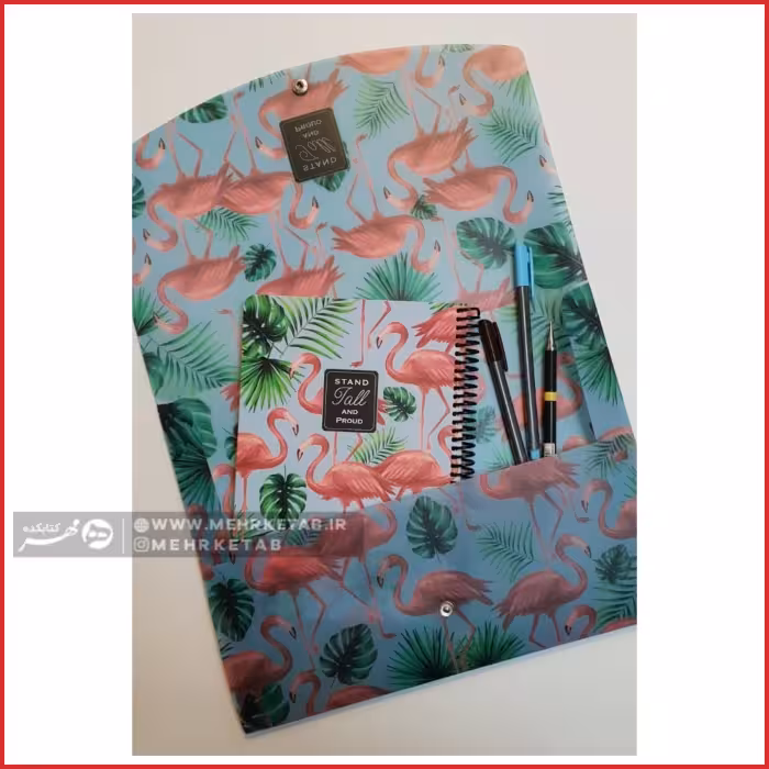 دفتر کلاسیک flamingo و ست فولدر و دفتر فلامینگو