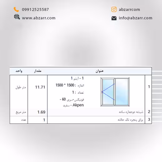 پنجره UPVC اندازه 1/5 در 1/5 (( اقساط یک ساله ))