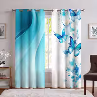پرده سه بعدی طرح پروانه‌های آبی در حال پرواز PQ-1005