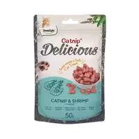 تشویقی گربه بالغ طعم میگو و کتنیپ برند Dentalight دنتالایت 50 گرمی