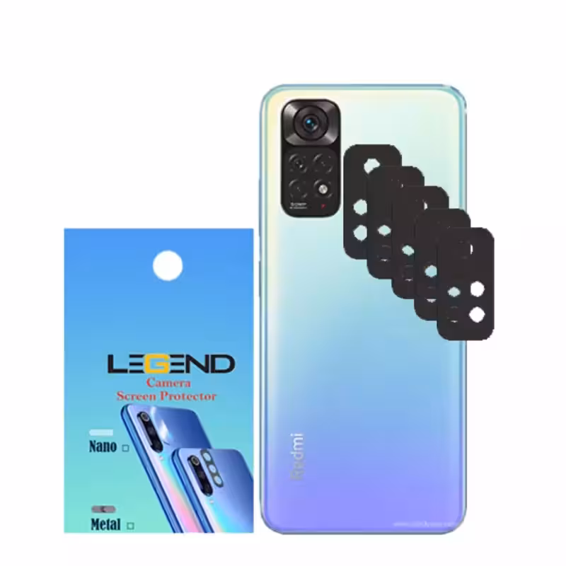 محافظ لنز دوربین لجند مدل قابدار مناسب برای موبایل شیائومی Note 11 بسته 5 عددی