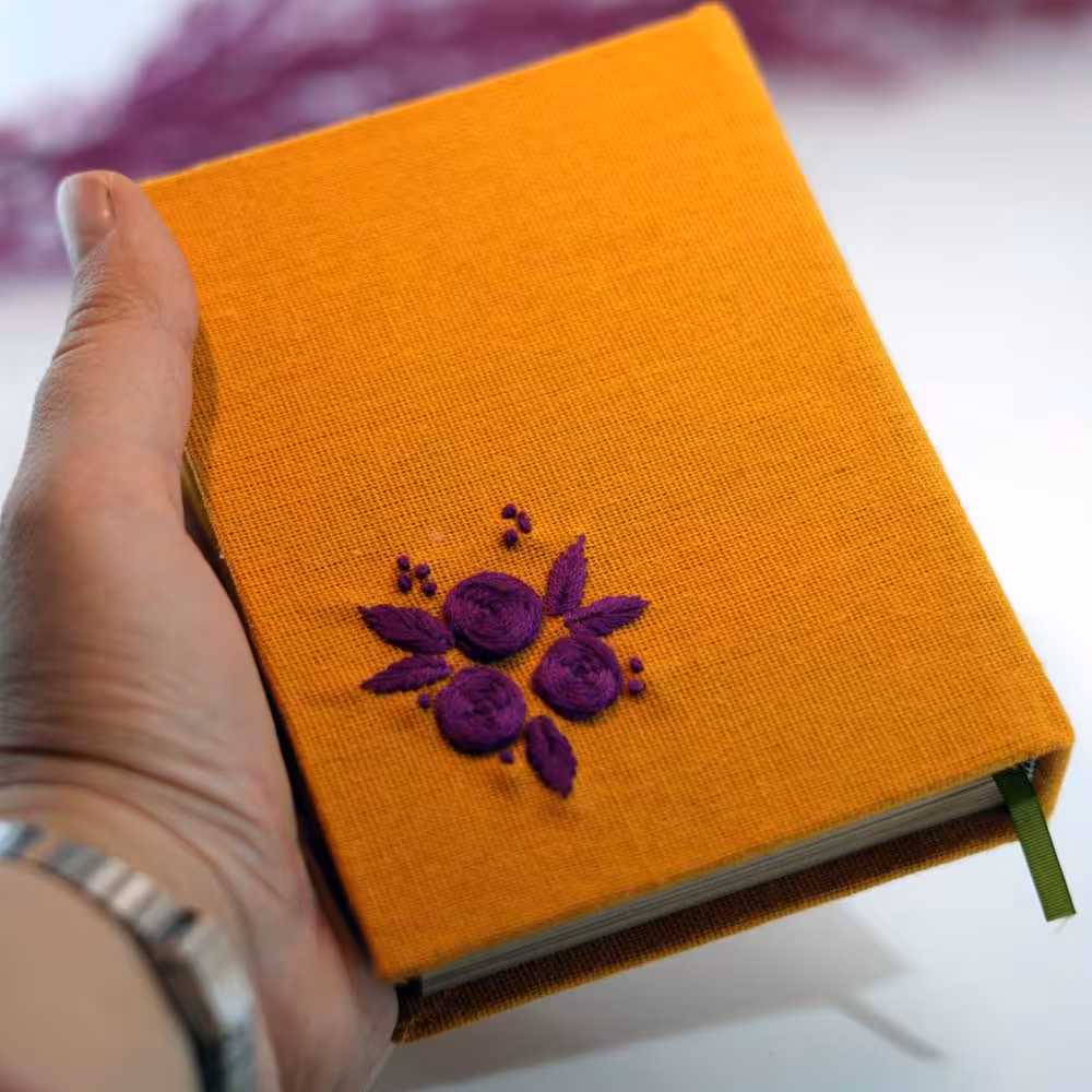 دفتر دستساز گلدوزی شده رزگل BABAK PEN Handmade notebook embroidery Rose
