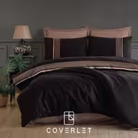 روتختی مشکی قهوه‌ای نوار‌دار کاوری دونفره مدل Tulkas