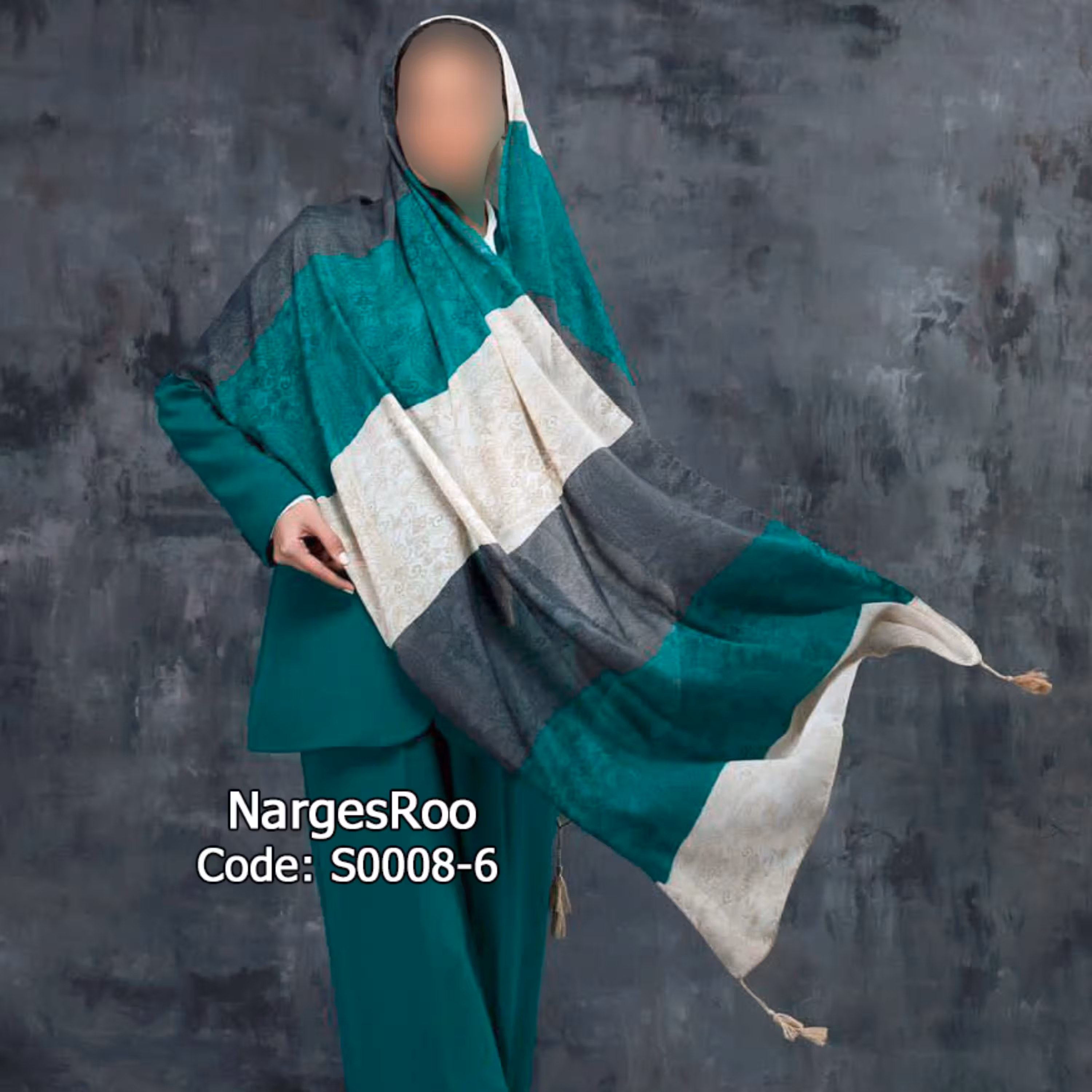 شال نخی منگوله دار - چهار فصل - دور دوخت - S0008-6