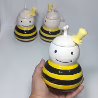 عسل خوری سرامیکی طرح زنبور زرد ظرف عسل