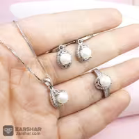 نیم‌ ست نقره زنانه مروارید پرورشی
