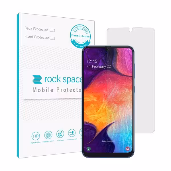 گلس سامسونگ A50 مدل نانو هیدروژل شفاف برند راک اسپیس کد S