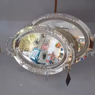 سینی های جدید اپالینا جنس استیل رنگ استیل طرح گلدار