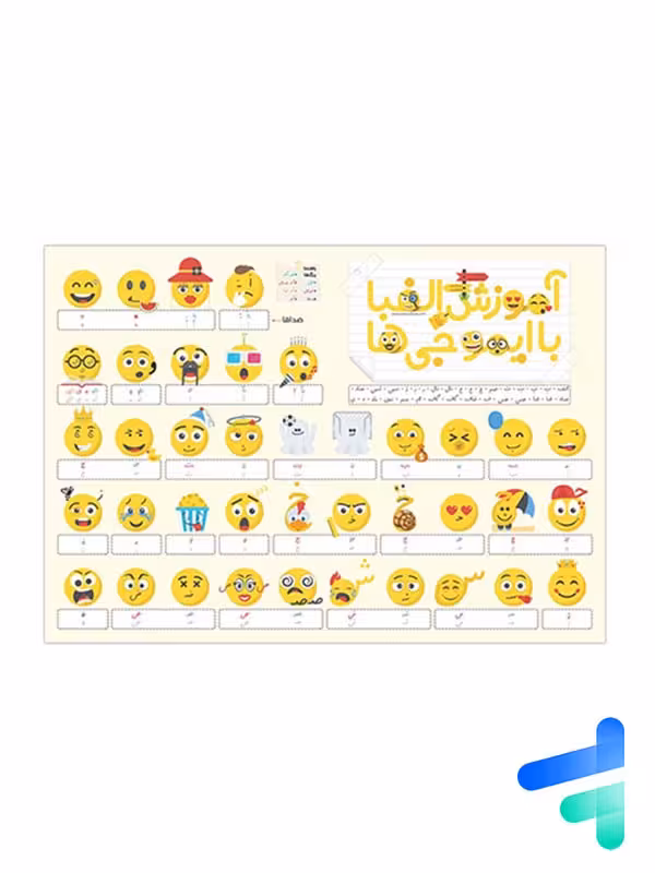 پوستر آموزش الفبا با ایموجی ها سایز A3 نارنجی